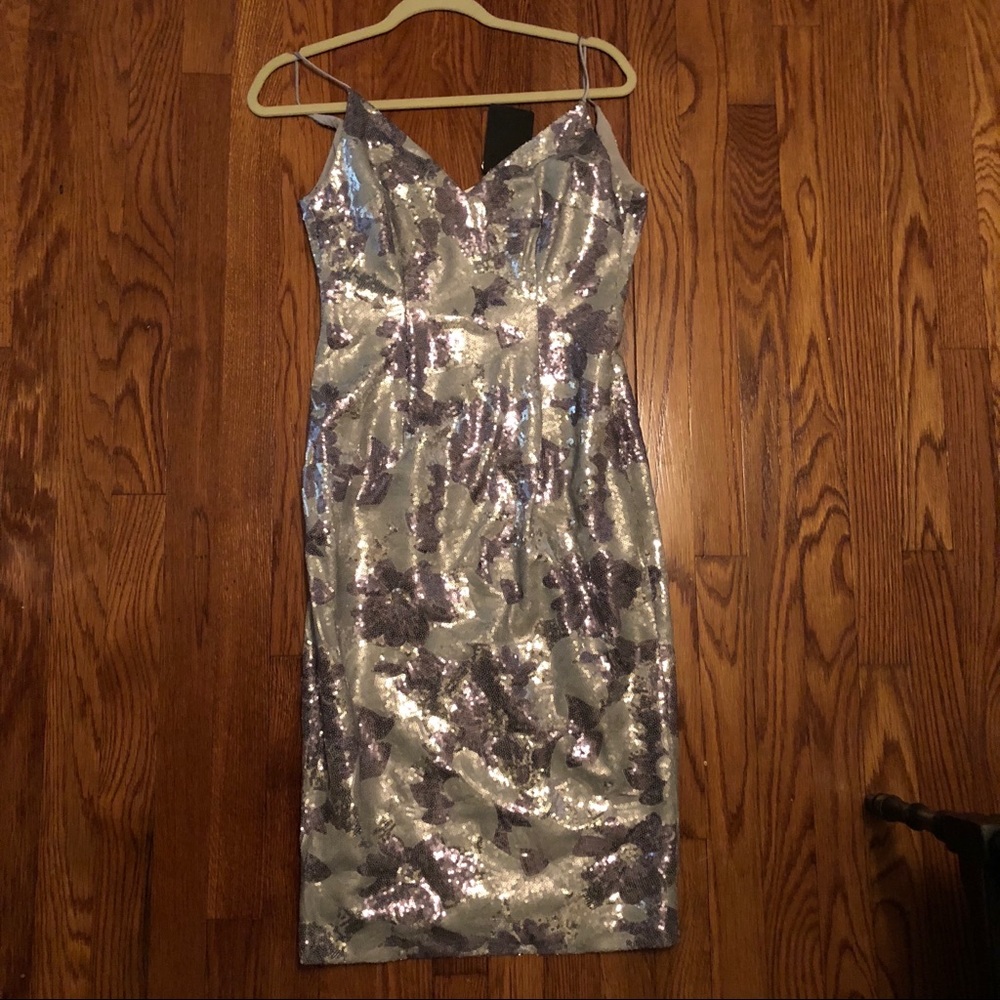 NWT Black Halo Sequin Cocktail Sheath Dress